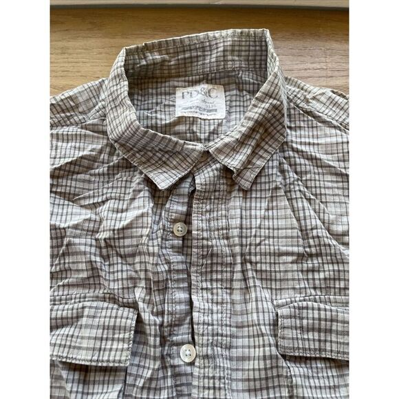 PD&C Mens XL Long Sleeve Button-Up Plaid Shirt Multicolor Cotton Casual - Picture 2 of 5